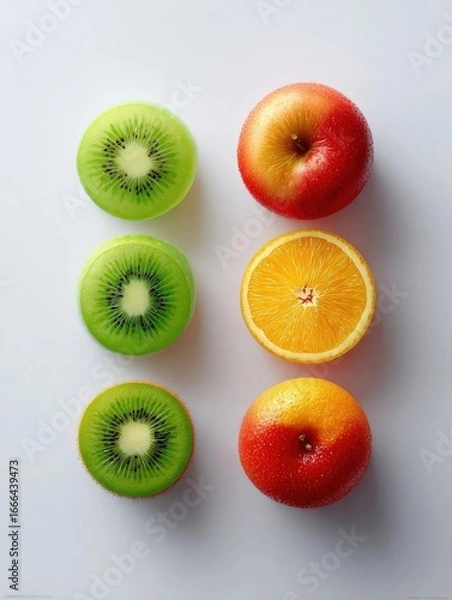 Fototapeta Colorful Fruits in a Traffic Light Pattern