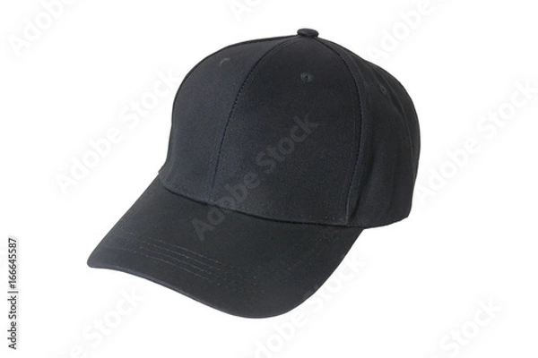 Obraz Baseball black cap, Isolated on white background.