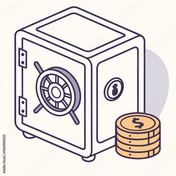 Obraz Cold Storage Icon Safe Box With Bitcoin Coin