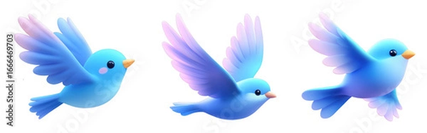 Fototapeta Colorful cartoon birds in flight with playful wings