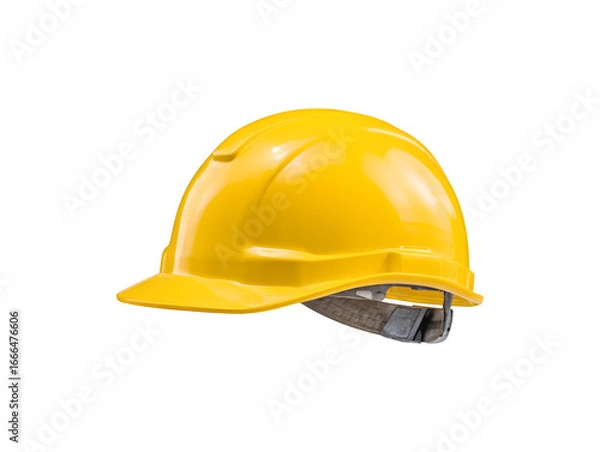 Fototapeta A bright yellow construction helmet designed for safety on job sites 