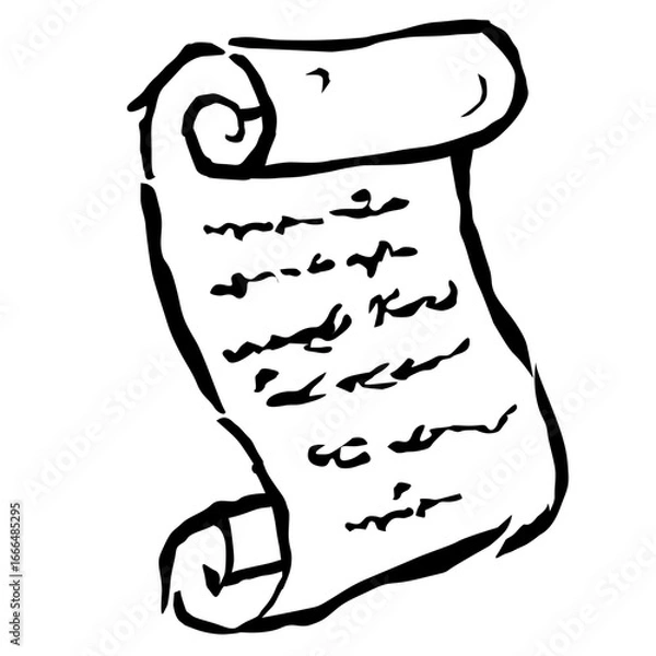 Obraz Hand drawn engraving style medieval scroll with writing. Vintage parchment illustration in gothic style, perfect for fantasy artwork