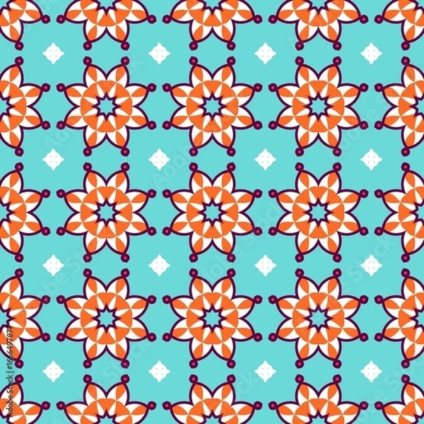 Fototapeta Vibrant Mandala Boho Tiles Fiesta Patterns geometric seamless