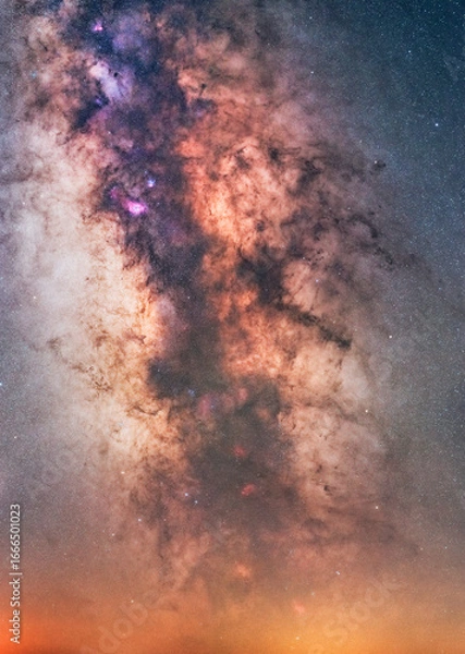 Fototapeta Galactic Center of the Milky Way in High Resolution - Bright Galactic Center in Starry Sky Background