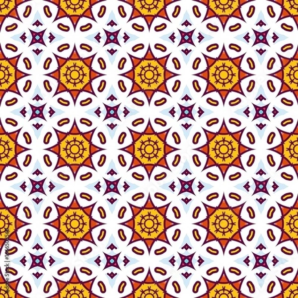 Fototapeta Fiesta Patterns Vibrant Mandala geometric seamless pattern