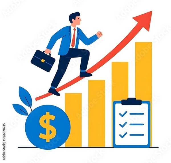 Obraz business man and graph