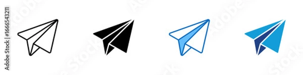 Fototapeta Paper Plane Multiple Style Icon Vector Design - flying paper plane symbolizing quick message sending or delivery