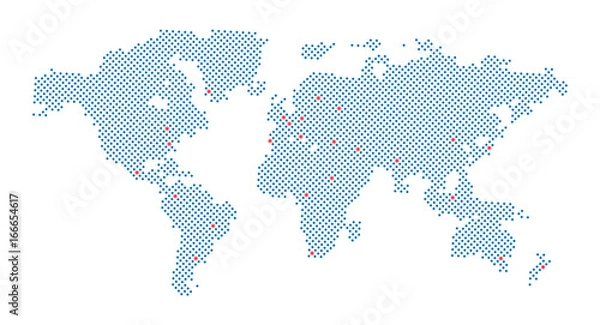 Obraz Vector world map with dot and capital isolated on white