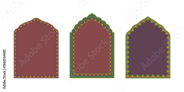 Fototapeta Vector set of decorative frames for Muslim and Hindu celebrations. Perfect for Eid, Ramadan, Diwali, and festive invitations.