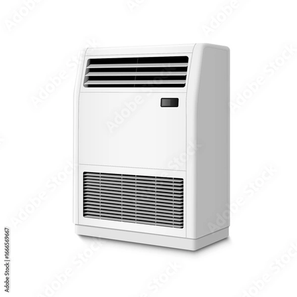 Fototapeta Modern Floor Air Conditioner. Climate Control Device Isolated on White.