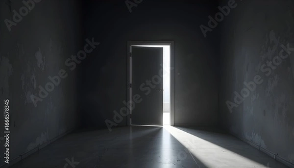 Fototapeta 문 틈새 사이 빛이 들어오는 방