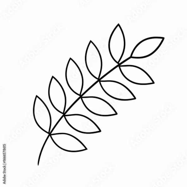 Fototapeta Neem Leaf Branch Outline – Ultra Clean Vector Line Art