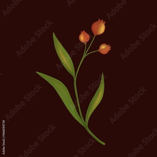 Fototapeta  flower, autumn red berries with leaves