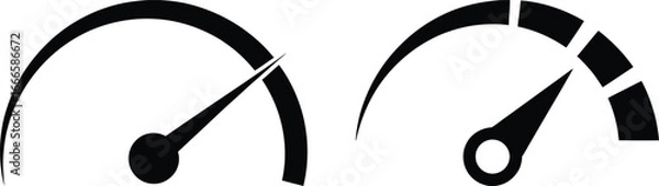 Obraz Two simple black speedometers or gauges against a white background