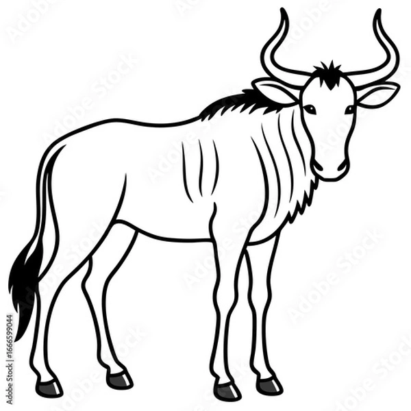 Obraz Wild Safari Wildebeest line Art Vector