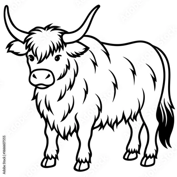 Fototapeta Wild Yak Outline Vector Design