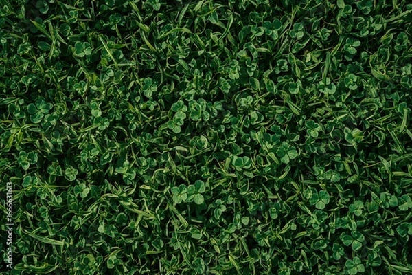 Fototapeta Lush green clover leaves forming a natural carpet pattern