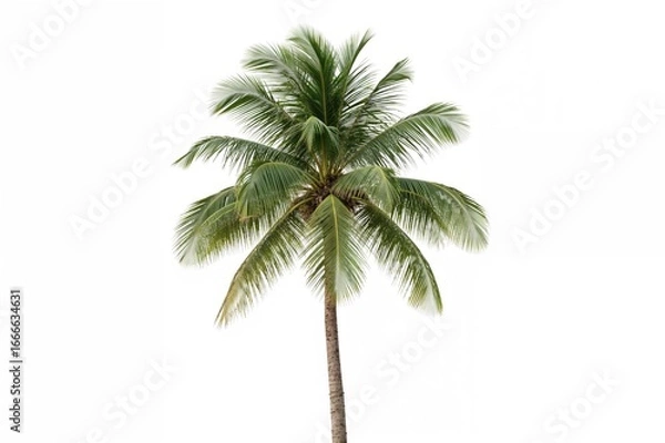 Fototapeta 3D realistic palm tree rendering on a white backdrop in 2D illustration style