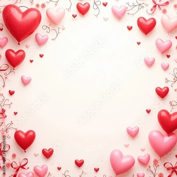 Obraz Valentine's Day Hearts and Balloons