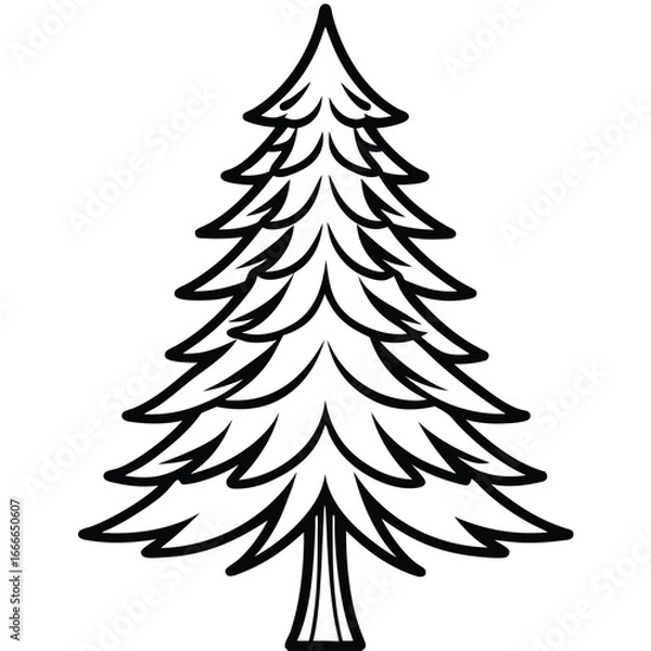 Fototapeta Fir Tree line art vector