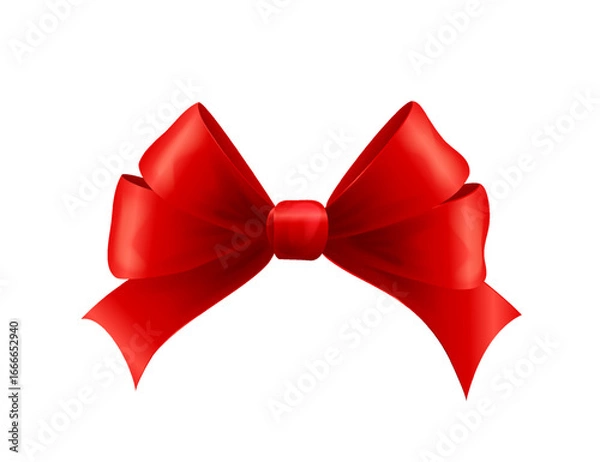 Obraz Decorative red bow isolated on white background. Vector illustration