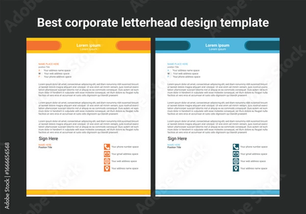 Obraz Clean and professional corporate company business letterhead template design with color variation bundle. Clean and professional corporate company business letterhead template design.