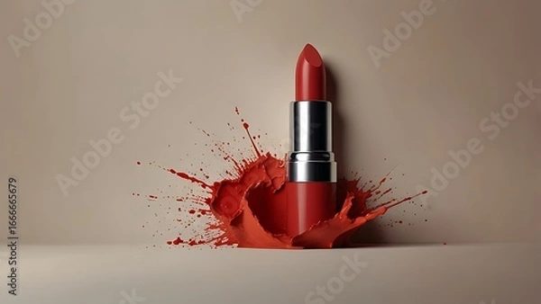 Obraz red lipstick on  plain background