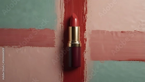 Obraz red lipstick on  plain background