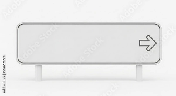 Fototapeta Blank white directional street sign with arrow on clean background, ready for your custom text and design needs