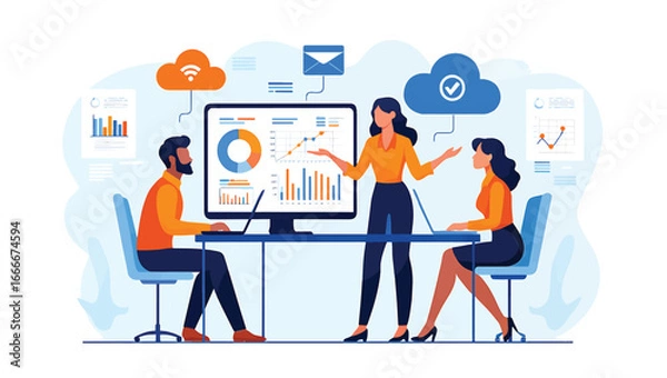 Fototapeta Data Analysis Team Meeting Collaborative Strategy & Results