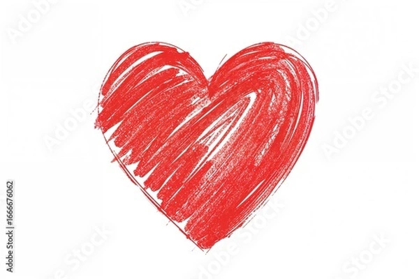 Fototapeta Detailed red marker sketch of a heart on white paper background