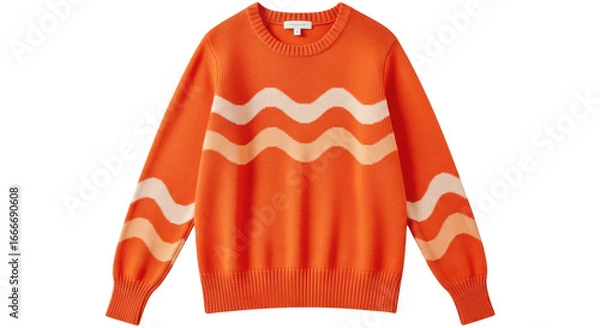 Fototapeta Isolated Orange Sweater with Wave Pattern