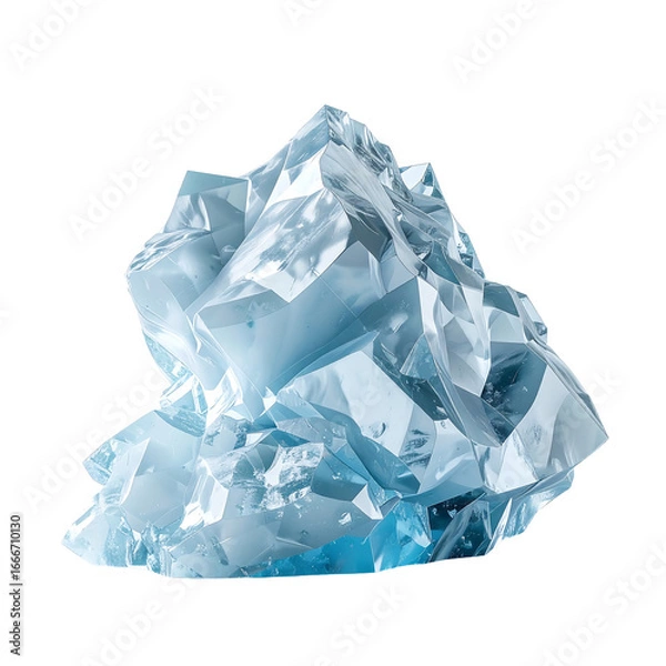 Obraz Translucent blue crystal cluster, artistic design element on transparent background