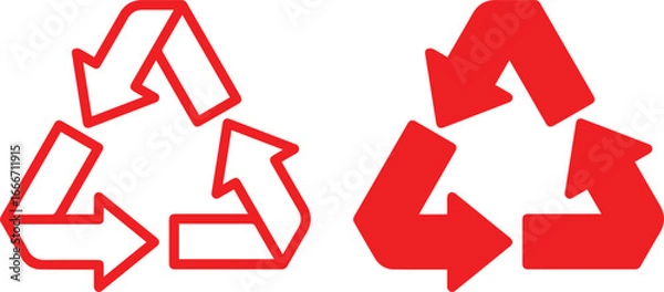 Fototapeta recycling symbol icon red arrows,symbol, graphic, illustration, vector minimalist, geometric, simple, isolated, graphic design, 