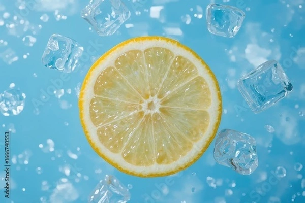 Fototapeta Chilled citrus with a frosty core symbolizing refreshing coolness