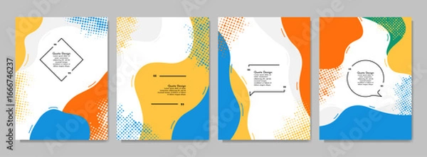 Fototapeta Vector illustration. Banner template. Hand drawn doodle shapes and lines. Design elements for cover, brochure, magazine, poster, flyer, notebook. Trendy abstract colorful background with halftone dots