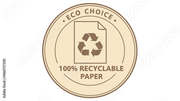 Obraz Eco-friendly choice emblem symbolizing 100% recyclable paper, a perfect graphic for sustainability initiatives and environmentally conscious product branding