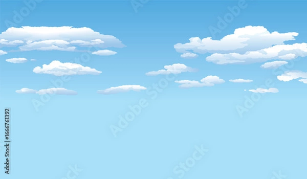 Obraz Bright Clear Blue Sky with White Fluffy Clouds