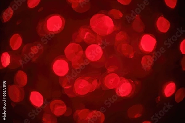 Fototapeta Holiday-themed red bokeh lights against a dark background