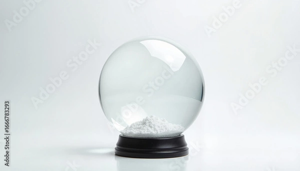 Obraz Empty snow globe with black base on white background  