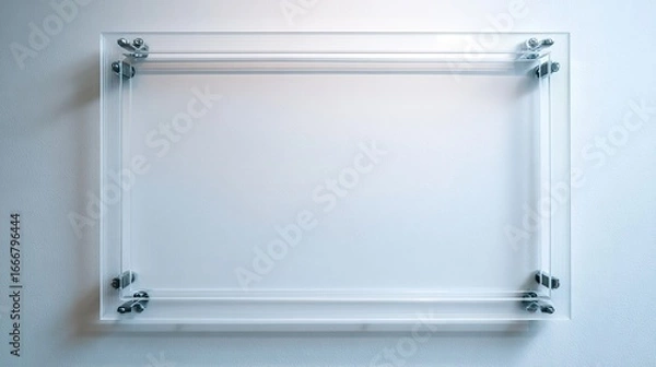 Fototapeta Empty clear acrylic frame on wall