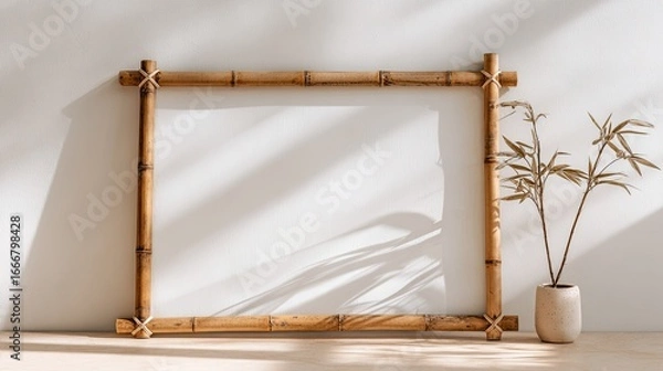 Obraz Empty bamboo frame, sunlight, plant