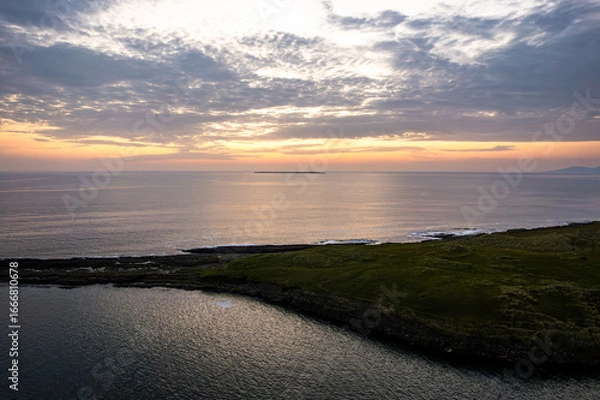 Fototapeta Streedagh Beach aerial drone view on Sligo coast