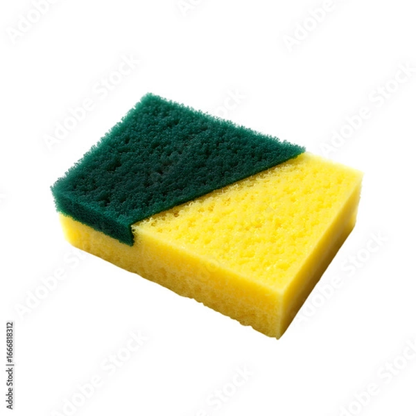 Fototapeta Yellow and green scrubbing sponge isolated on transparent background
