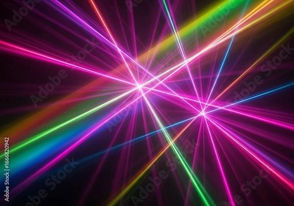 Fototapeta Colorful laser beams intersecting