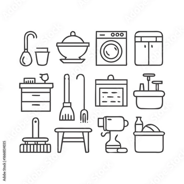 Obraz Collection of household cleaning and maintenance tools and appliances