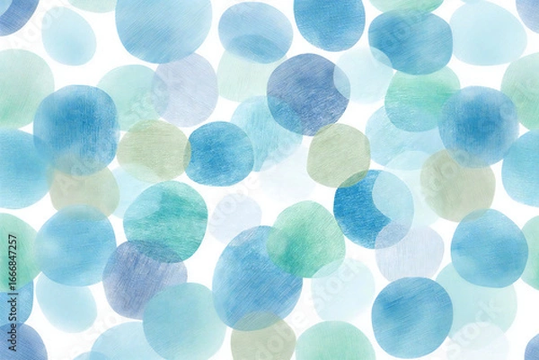Obraz 水彩の青と緑の抽象的な丸模様の背景
