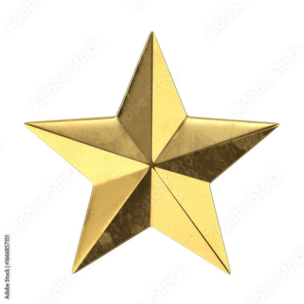 Fototapeta gold metallic star isolated on transparent background 3d