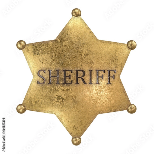 Fototapeta Golden sheriff star 3d on transparent background