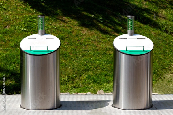 Fototapeta New, modern, environmentally friendly garbage cans.